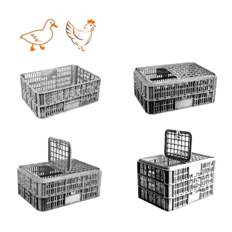 range of assorted large and small plastic transport crates with and without lids