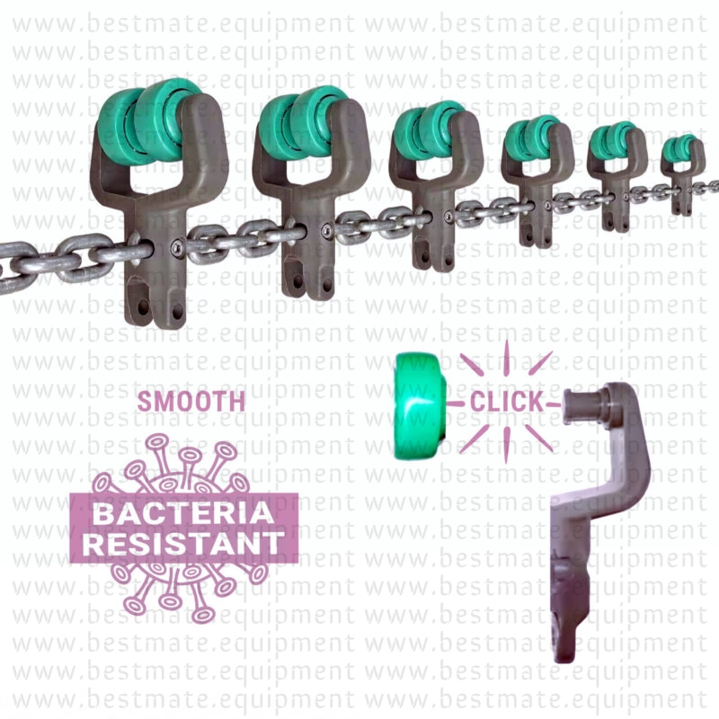 smooth, low bacteria adhesion, click-on wheel