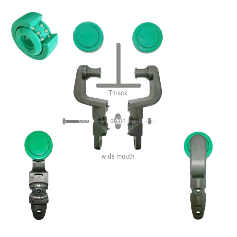 Plastic trolley-sets and spare wheels Meyn click type (T-track slider)