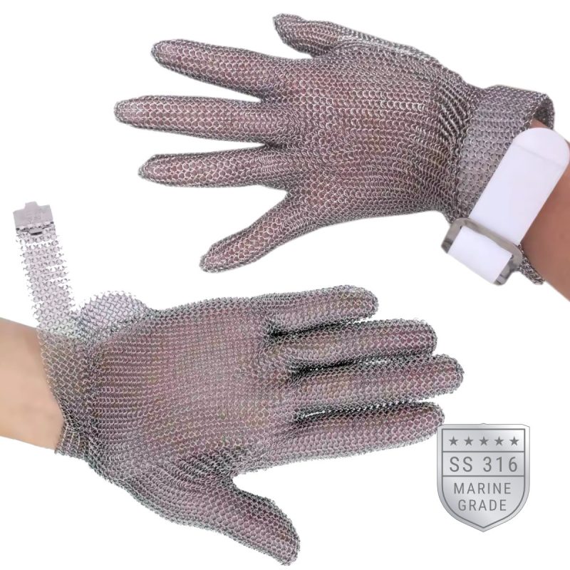 Abattoir Hygiene Guide 1 SS316 steel chainmail gloves for PPE