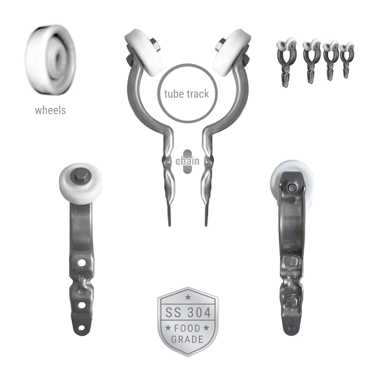 Stainless-steel yoke and nylon pulley wheel assembly set for Linco pipe