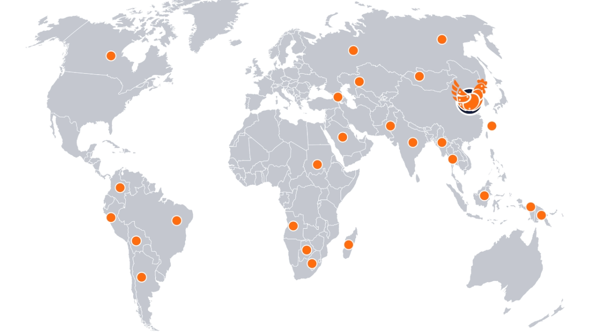 map showing global equipment distribution